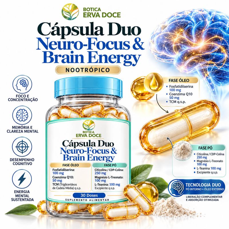 Capsula Duo Neuro-Focus e Brain Energy – Foco e Clareza 30 caps