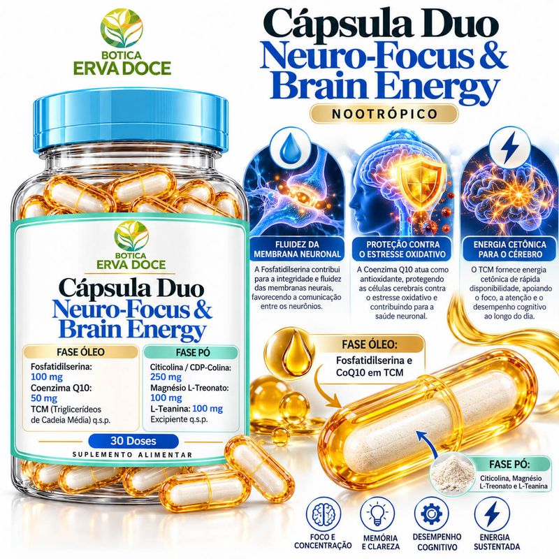 Capsula Duo Neuro-Focus e Brain Energy – Foco e Clareza 30 caps