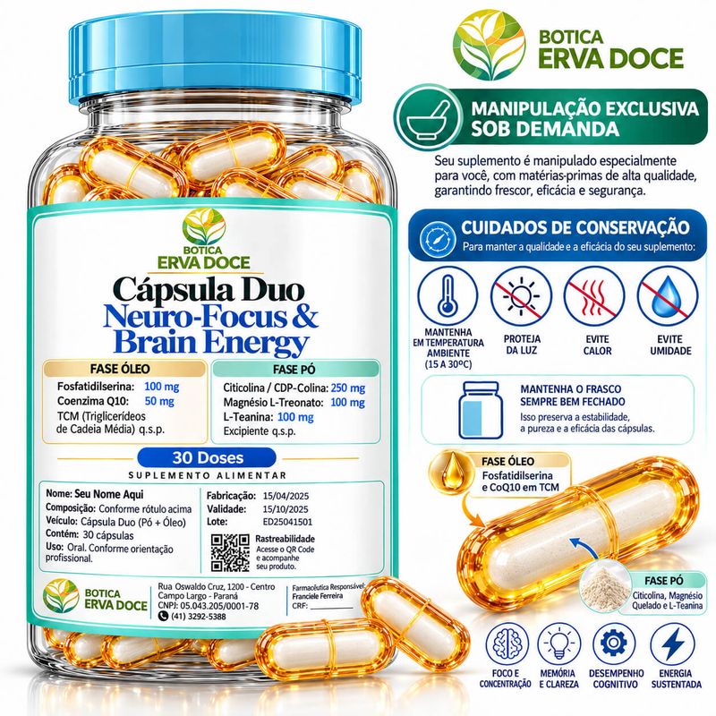Capsula Duo Neuro-Focus e Brain Energy – Foco e Clareza 30 caps