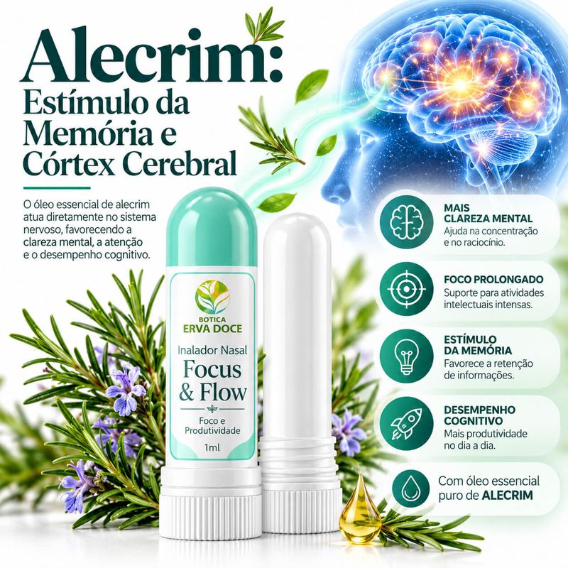 Inalador Nasal Foco – Aromaterapia para Foco e Produtividade 