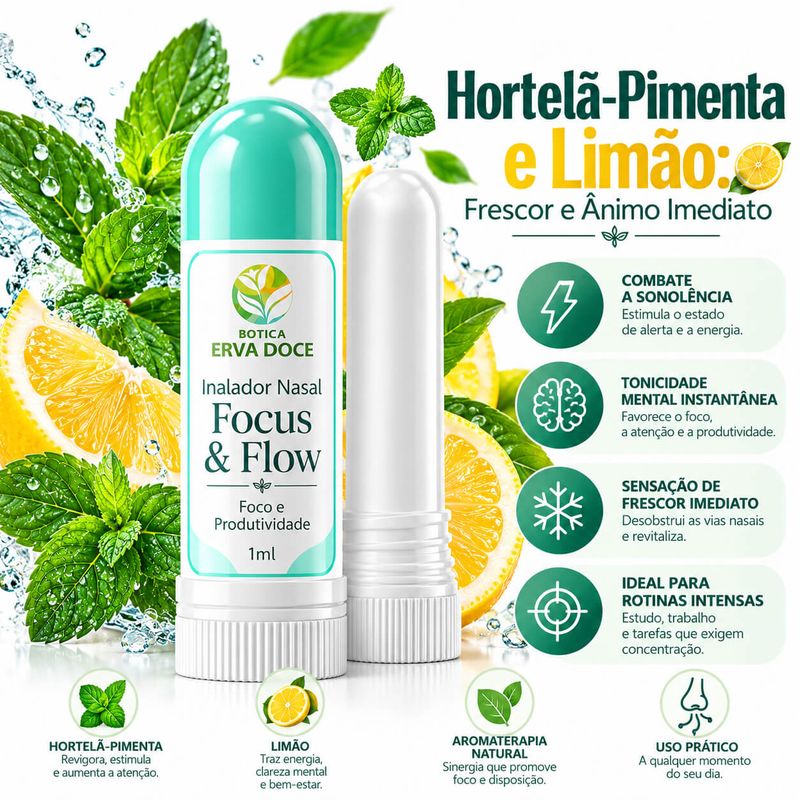 Inalador Nasal Foco – Aromaterapia para Foco e Produtividade 