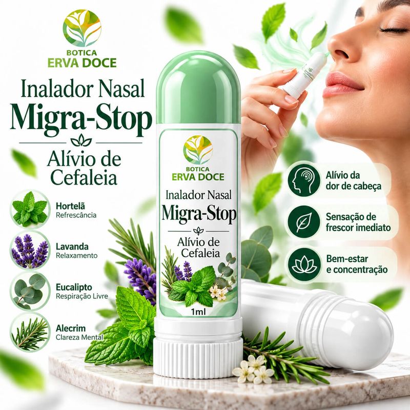 Inalador Nasal Migra-Stop – Alivio de Enxaqueca e Cefaleia