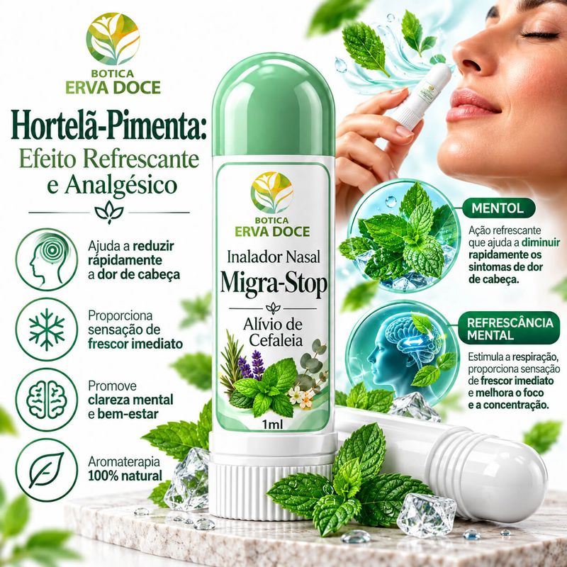 Inalador Nasal Migra-Stop – Alivio de Enxaqueca e Cefaleia