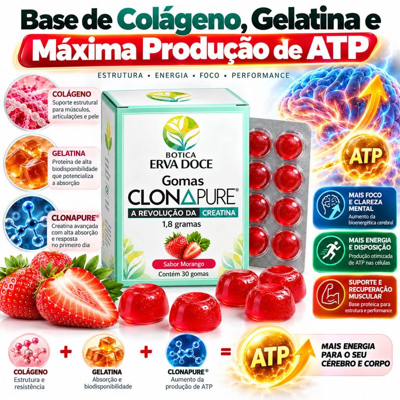 Gomas  de Creatina Clonapure  - 30 gomas Sabor Morango