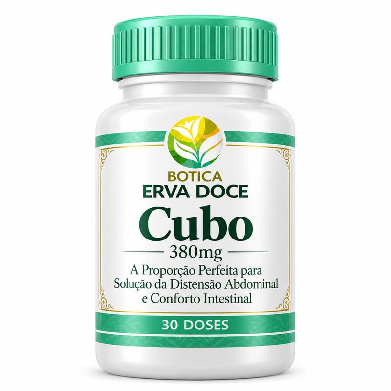 Cubo 380mg Efeito Bloating e Distensão Abdominal 30 Capsulas