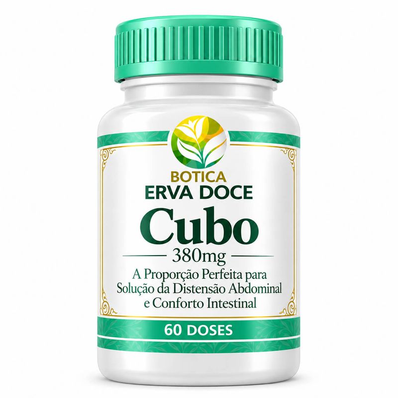 Cubo 380mg Efeito Bloating e Distensão Abdominal 60 Capsulas