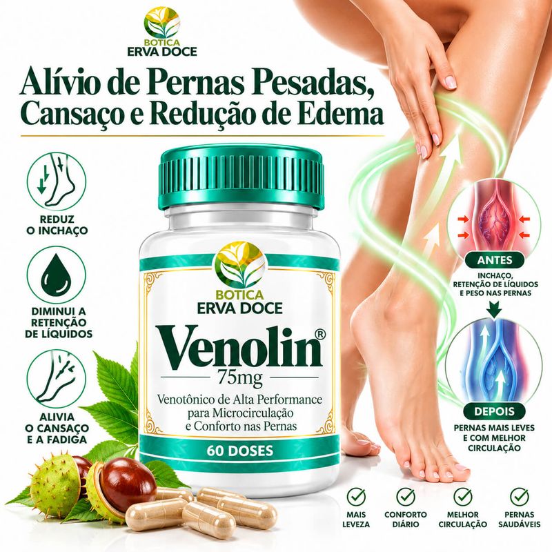 Venolin 75mg Microcirculação e Pernas 60 Capsulas