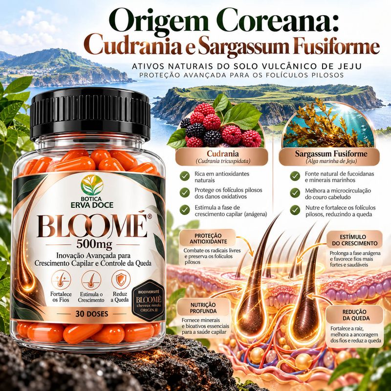 Bloomé 500mg Crescimento Capilar e Anti-Queda 30  Capsulas