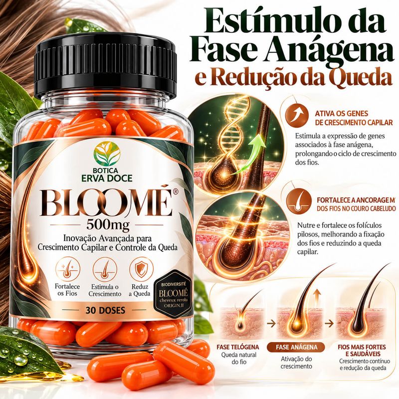 Bloomé 500mg Crescimento Capilar e Anti-Queda 30  Capsulas