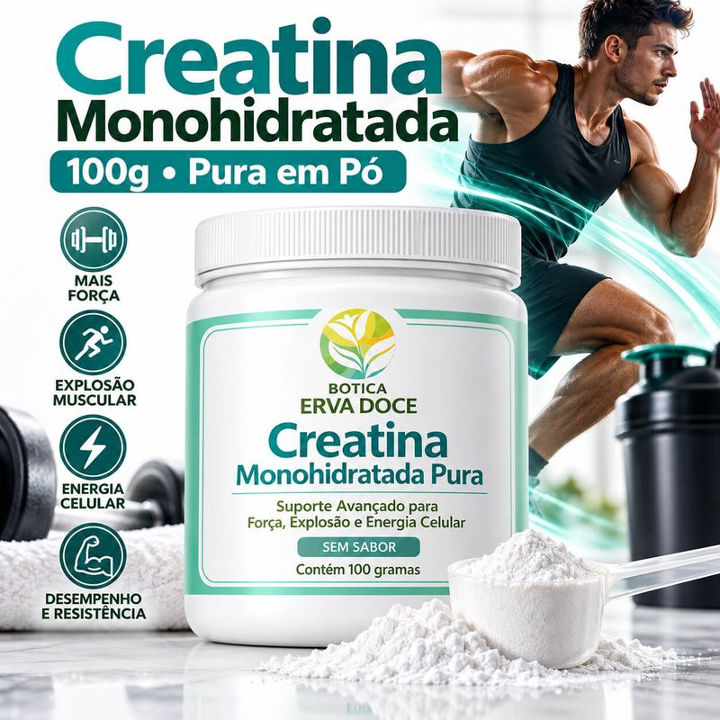 Creatina Monohidratada -  Pó Força e Energia Celular 100 gr
