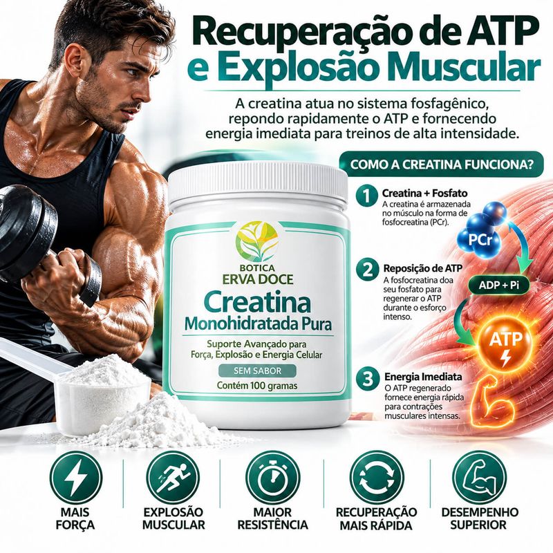 Creatina Monohidratada -  Pó Força e Energia Celular 100 gr