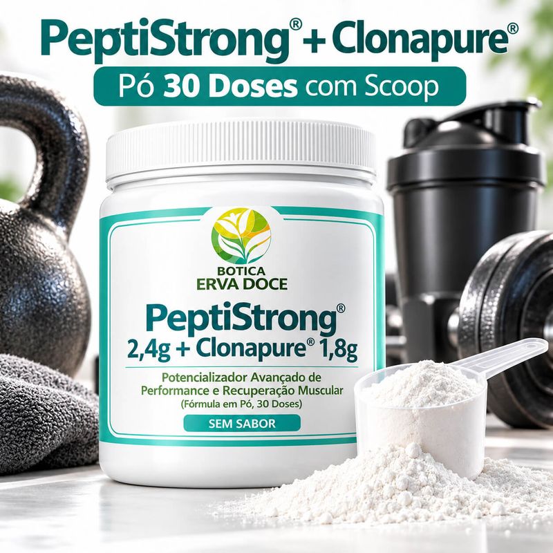 Suplemento com  Peptistrong 2,4g  e  Clonapure 1,8g 30 Doses 