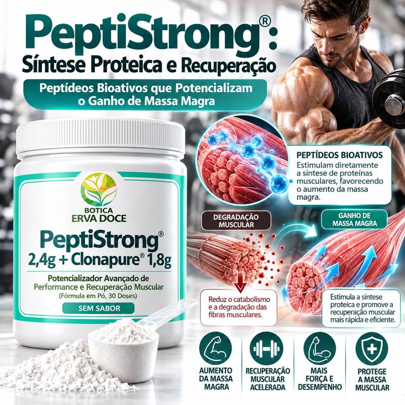 Suplemento com  Peptistrong 2,4g  e  Clonapure 1,8g 30 Doses 