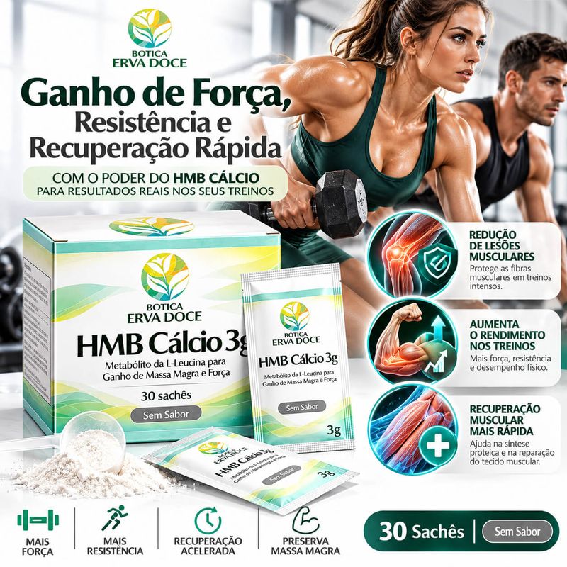 HMB Cálcio 3g –  Ganho de Massa Magra e Força 30 sachês