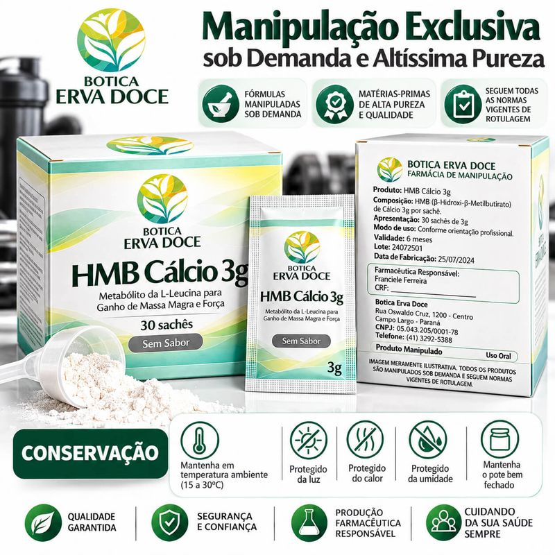HMB Cálcio 3g –  Ganho de Massa Magra e Força 30 sachês