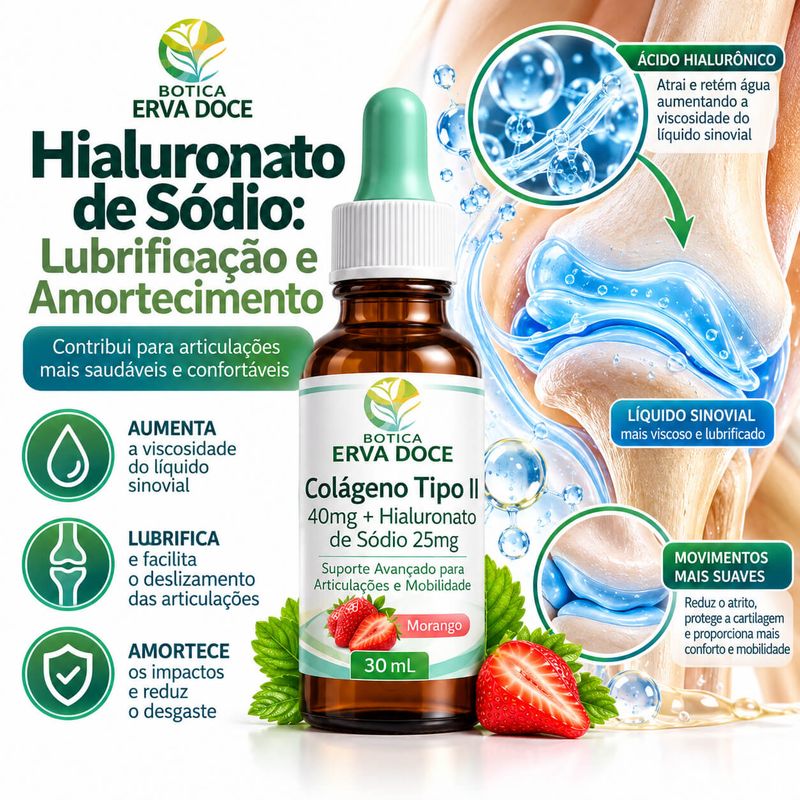 Colageno Tipo II e Acido Hialuronico para  Articulações - 30ml 