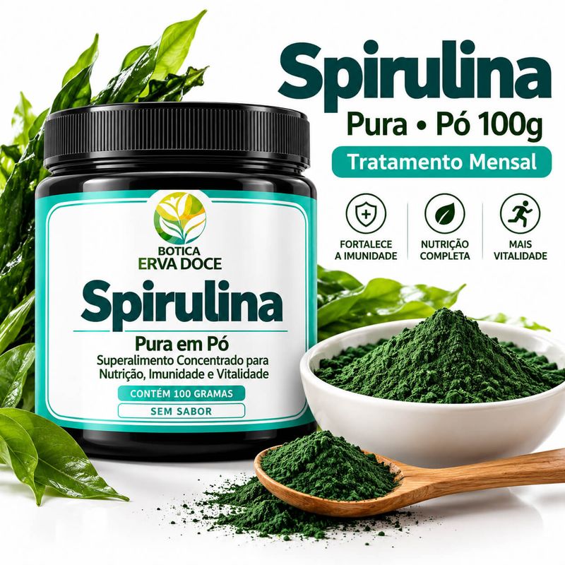 Spirulina Pura em Pó – Superalimento 100 gramas