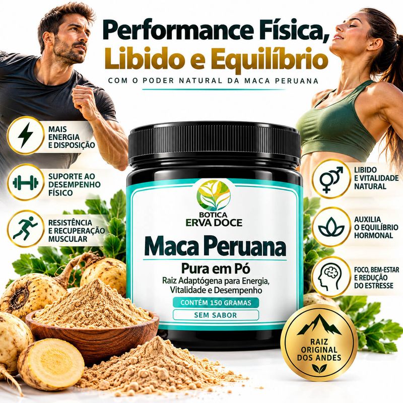 Maca Peruana Pura - Pó  Energia e Vitalidade 150g 