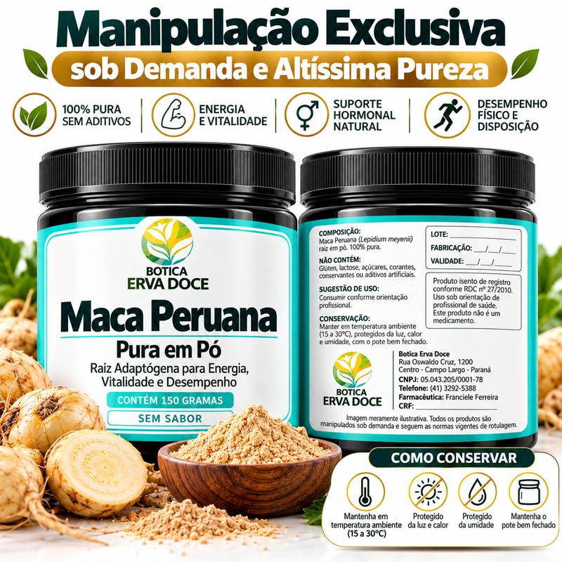 Maca Peruana Pura - Pó  Energia e Vitalidade 150g 