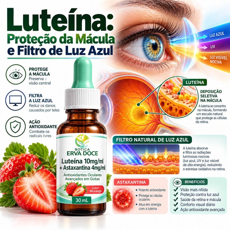 Luteina 10mg/mL + Astaxantina 4mg/mL – Visão 30 mL Gotas
