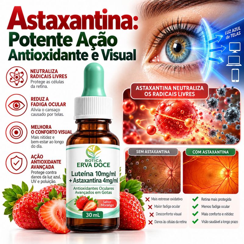 Luteina 10mg/mL + Astaxantina 4mg/mL – Visão 30 mL Gotas