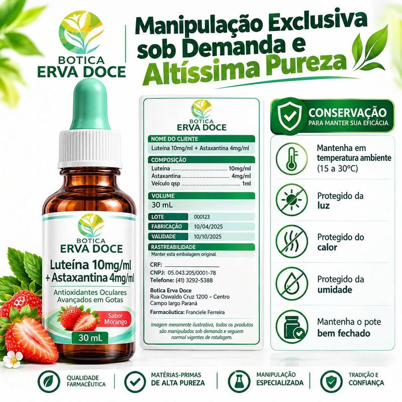Luteina 10mg/mL + Astaxantina 4mg/mL – Visão 30 mL Gotas