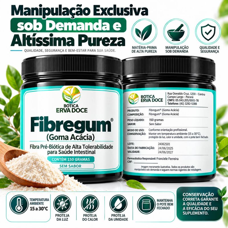 Fibregum (Goma Acacia)  – Fibra Pre-Biotica 150 gramas