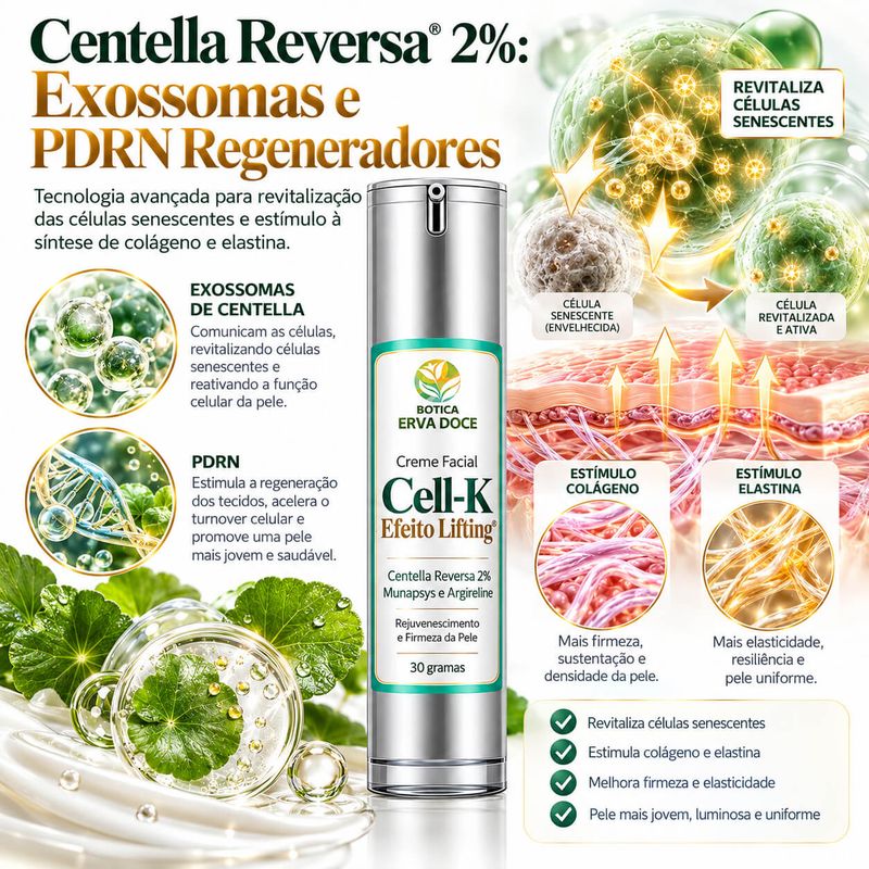 Creme Facial Cell-K Efeito Lifting – Centella Reversa  30g.