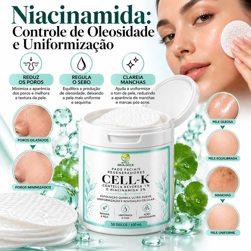 Pads Faciais Cell-K – Centella Reversa –50 Pads / 100ml