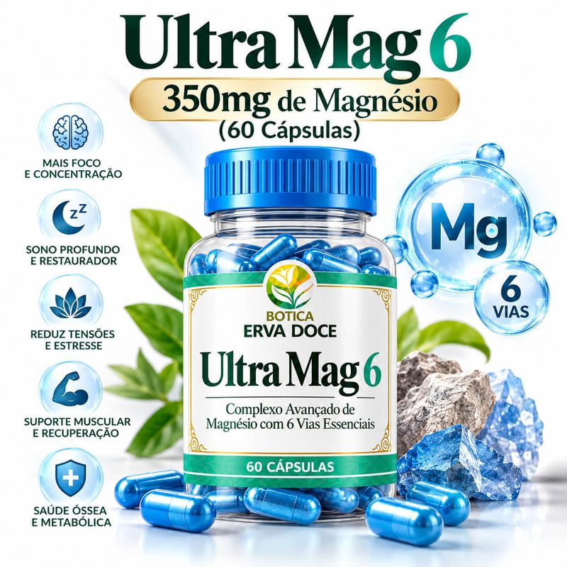 Ultra Mag 6 – Complexo Avançado de Magnesio com 6 Vias 60 caps