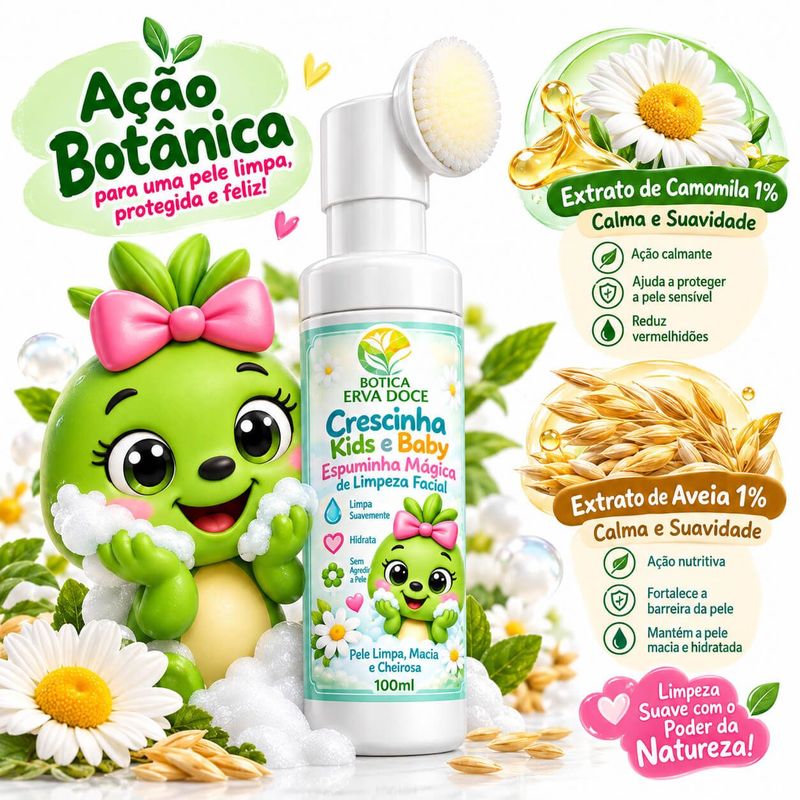 Crescinha Kids Espuminha Mágica de Limpeza Facial 100mL