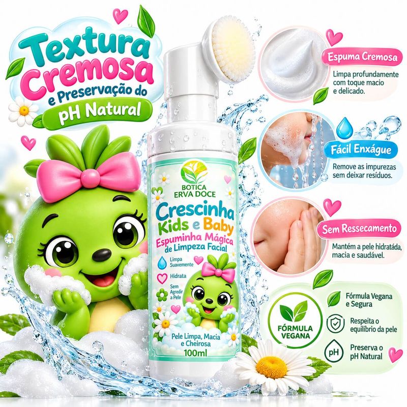 Crescinha Kids Espuminha Mágica de Limpeza Facial 100mL