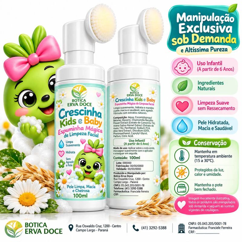 Crescinha Kids Espuminha Mágica de Limpeza Facial 100mL