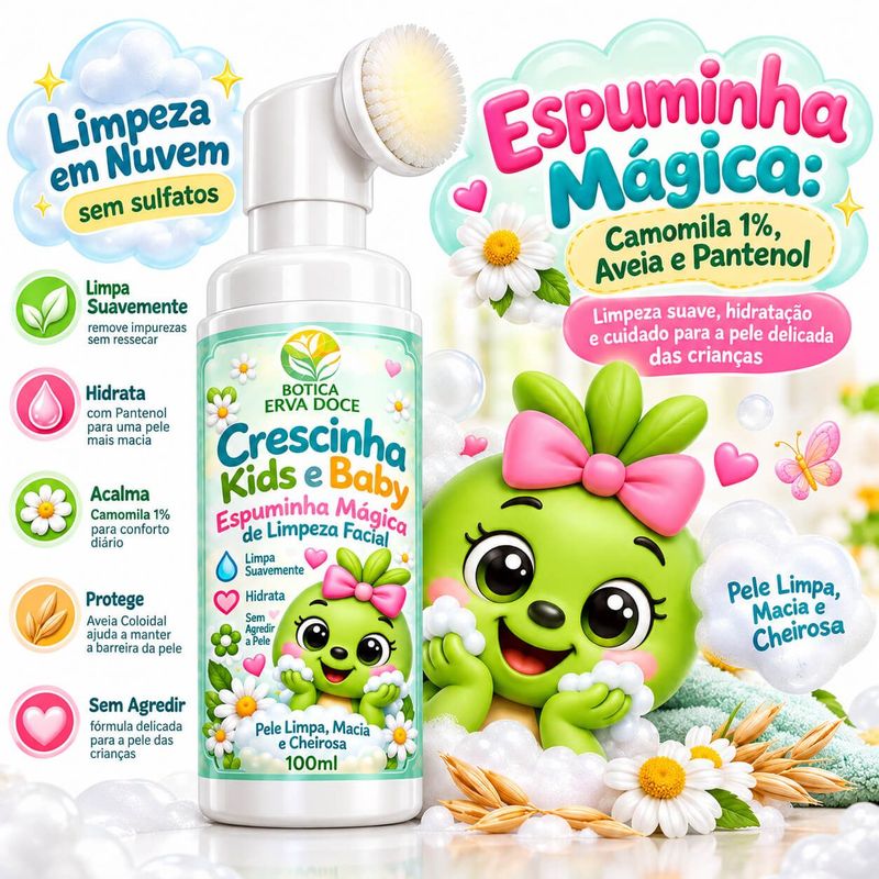 Kit Crescinha Encanto de Cuidados Skincare Natural Meninas