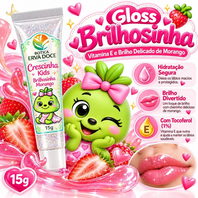 Kit Crescinha Kids Encanto e Brilho: Gloss e Hidratante
