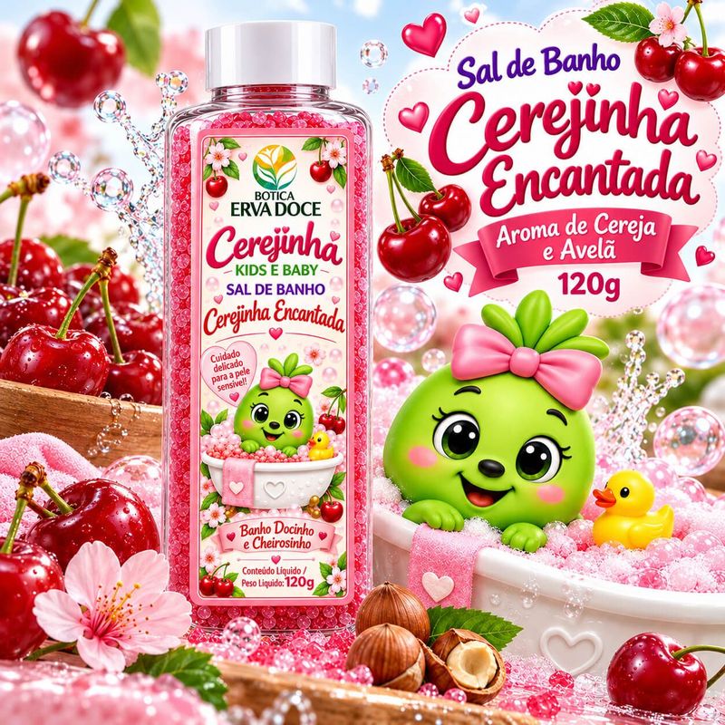 Sal de Banho Infantil 120g Cerejinha Encantada Crescinha Kids