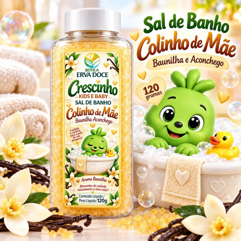 Sal de Banho Infantil Colinho de Mãe 120g Crescinho Kids