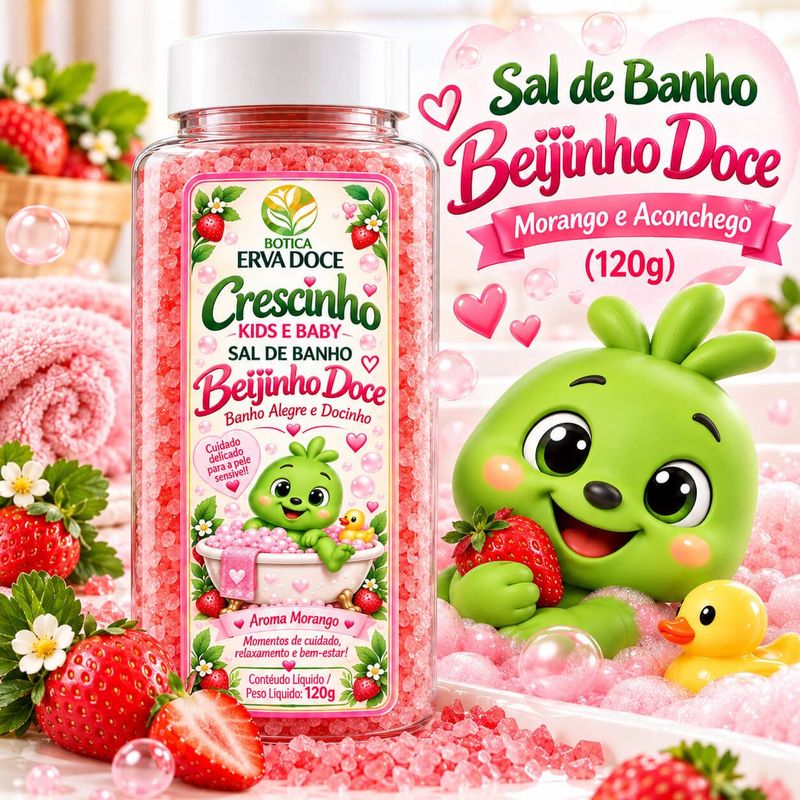 Sal de Banho Infantil Beijinho Doce 120g Crescinho Kids