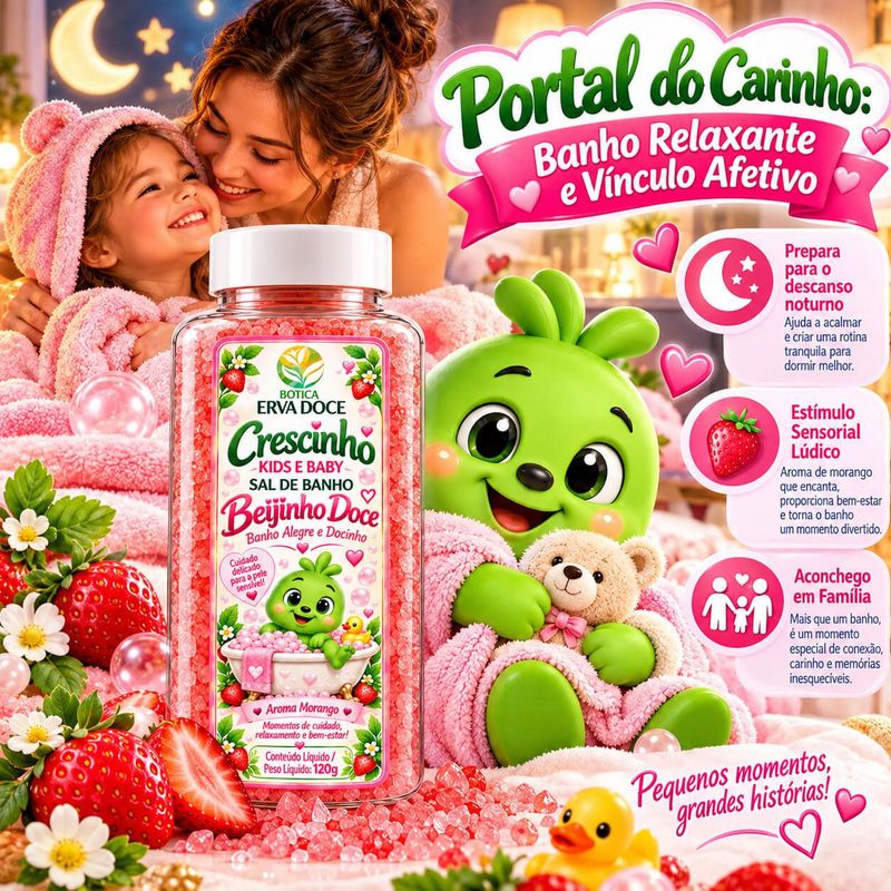 Sal de Banho Infantil Beijinho Doce 120g Crescinho Kids