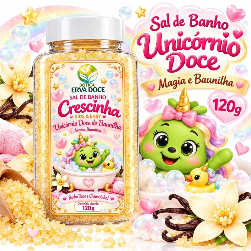 Sal de Banho Infantil 120g Unicórnio Doce Crescinha Kids