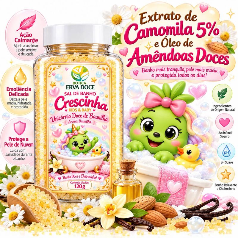 Sal de Banho Infantil 120g Unicórnio Doce Crescinha Kids