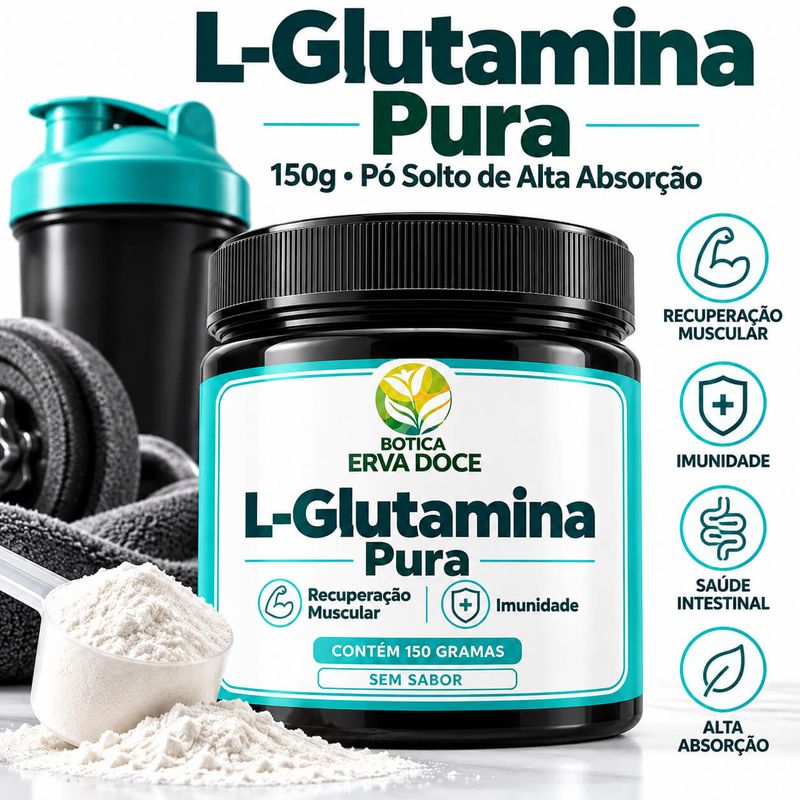 L-Glutamina - Recuperação Muscular Imunidade 150 gramas