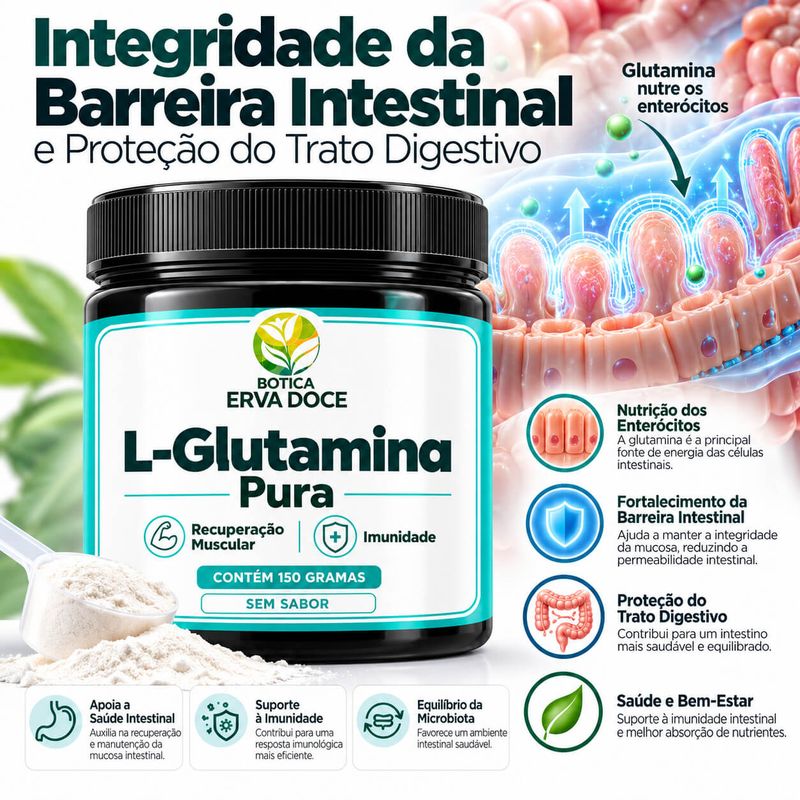 L-Glutamina - Recuperação Muscular Imunidade 150 gramas