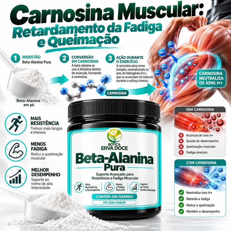 Beta-Alanina Pura -  Desempenho Fisico 200g Sem Sabor 