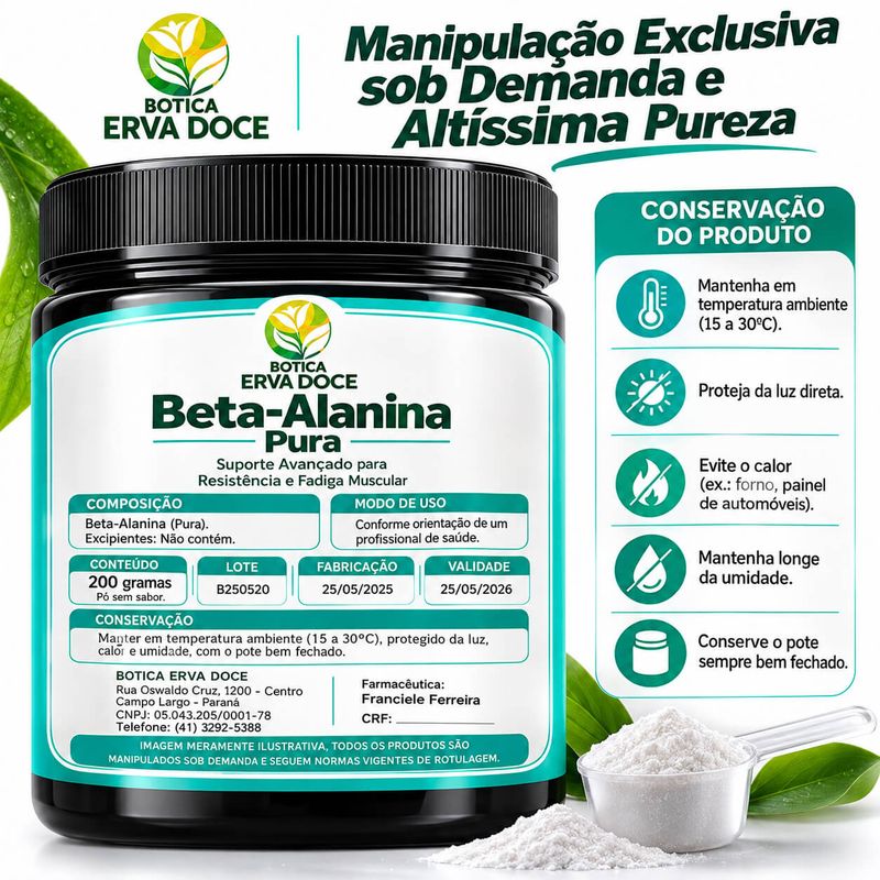 Beta-Alanina Pura -  Desempenho Fisico 200g Sem Sabor 