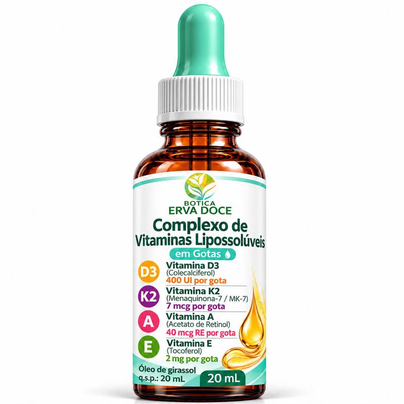 Complexo de Vitaminas  – Vitaminas D3, K2 MK-7, A e E 20ml