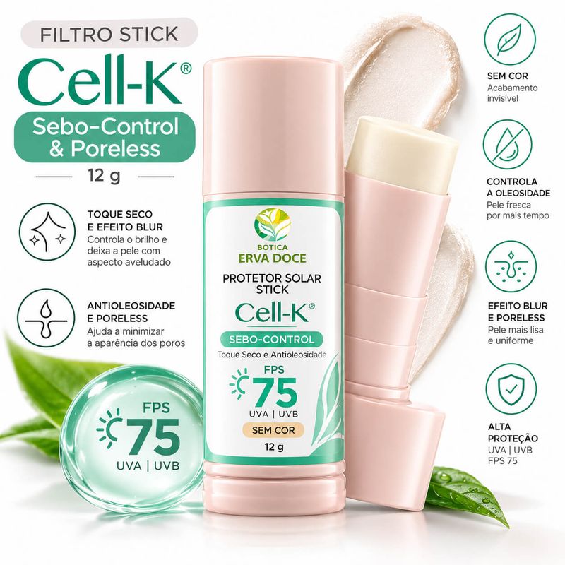 Filtro Stick FPS 75 Cell-K – Toque Seco e Antioleosidade 12g