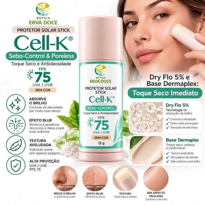 Filtro Stick FPS 75 Cell-K – Toque Seco e Antioleosidade 12g