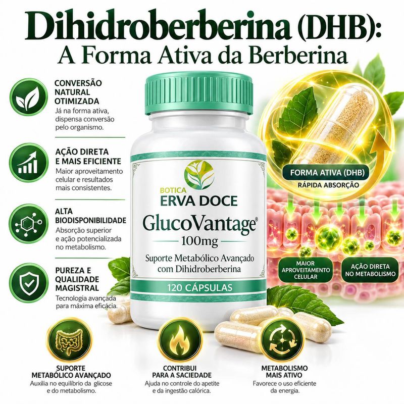 Glucovantage Dihidroberberina 100mg 120 capsulas