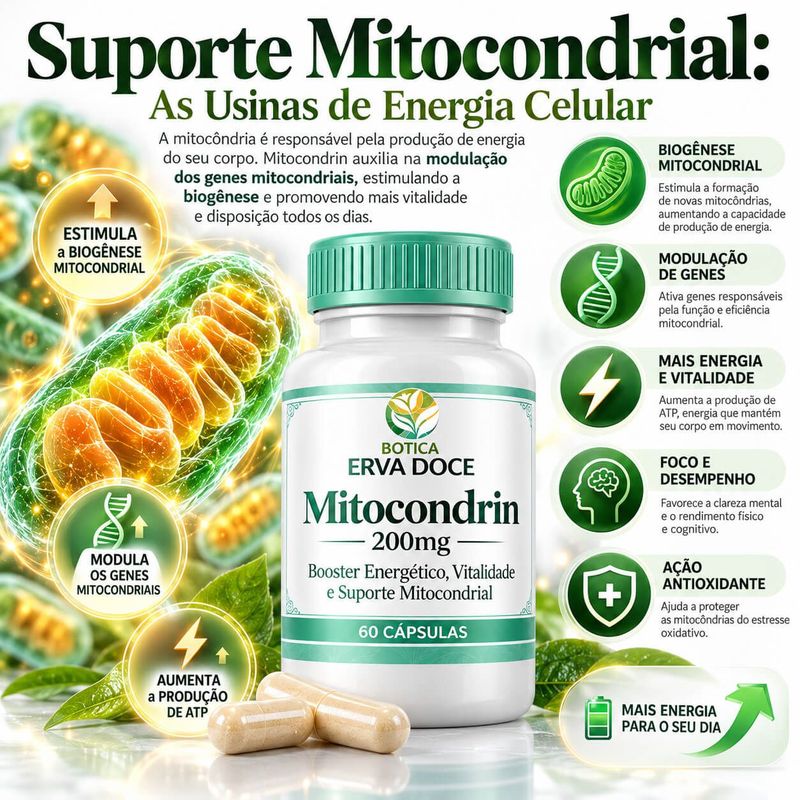 Mitocondrin 200mg Booster Energético 60 Capsulas